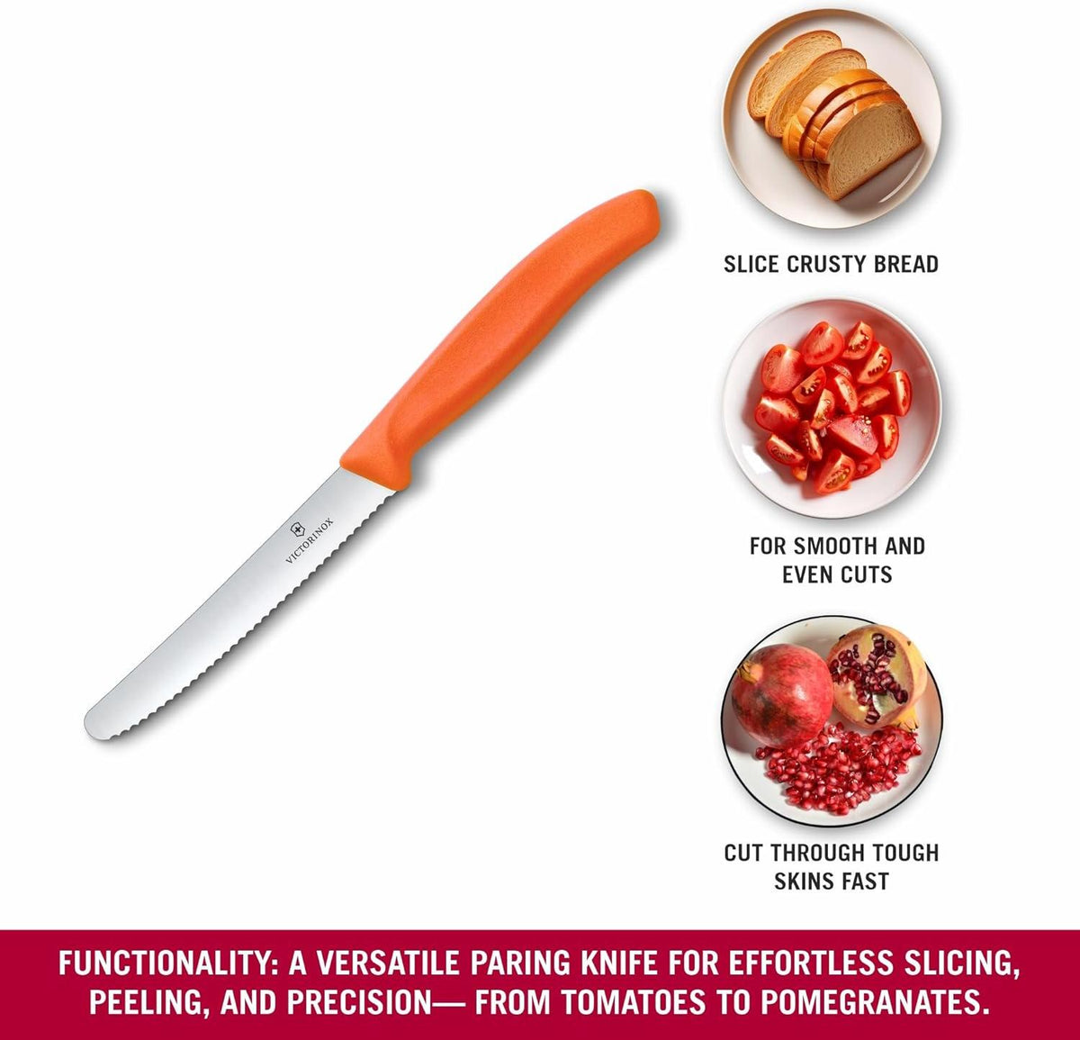 Victorinox - Orange 4.25" Swiss Classic Serrated Round Tip Blade Utility Knife - 6.7839.C1