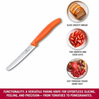 Victorinox - Orange 4.25" Swiss Classic Serrated Round Tip Blade Utility Knife - 6.7839.C1