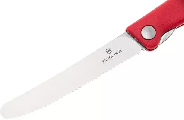 Victorinox - Red 4.25" Swiss Classic Serrated Round Blade Foldable Utility Knife - 6.7831.FC1