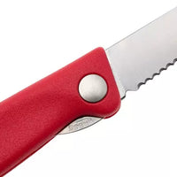 Victorinox - Red 4.25" Swiss Classic Serrated Round Blade Foldable Utility Knife - 6.7831.FC1