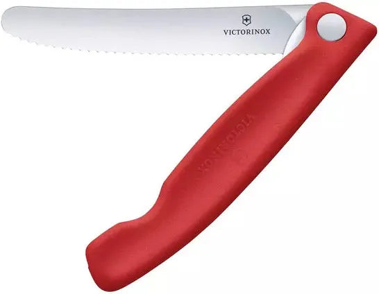 Victorinox - Red 4.25" Swiss Classic Serrated Round Blade Foldable Utility Knife - 6.7831.FC1