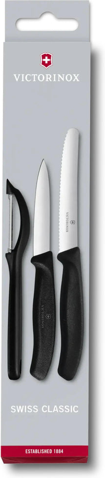 Victorinox - Swiss Classic 3 Pieces Black Paring Knife Set with Peeler - 6.7113.31