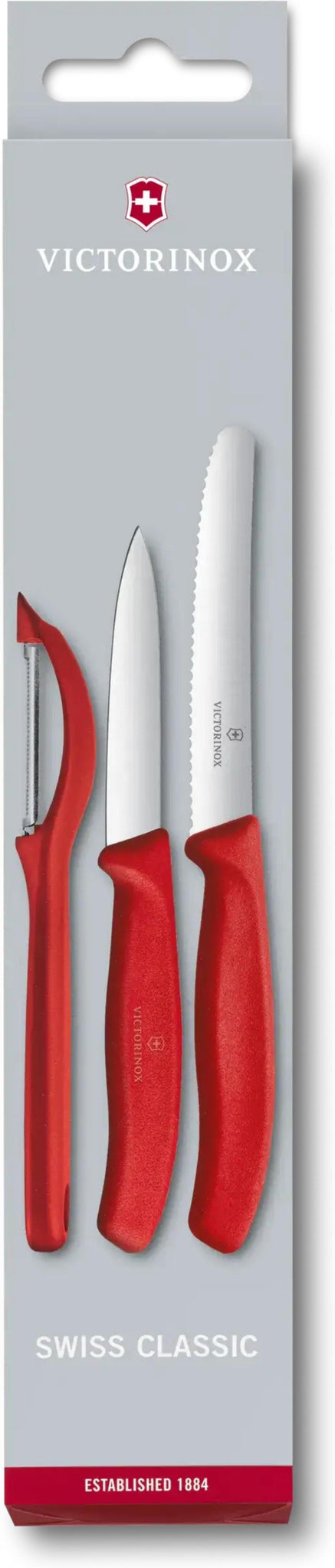 Victorinox - Swiss Classic 3 Pieces Red Paring Knife Set with Peeler - 6.7111.31