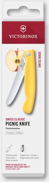 Victorinox - Yellow 4.25" Swiss Classic Serrated Round Blade Foldable Utility Knife - 6.7838.FC1