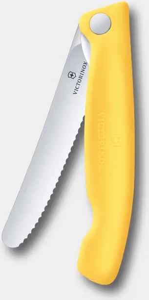 Victorinox - Yellow 4.25" Swiss Classic Serrated Round Blade Foldable Utility Knife - 6.7838.FC1