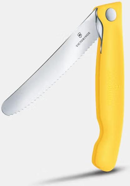 Victorinox - Yellow 4.25" Swiss Classic Serrated Round Blade Foldable Utility Knife - 6.7838.FC1