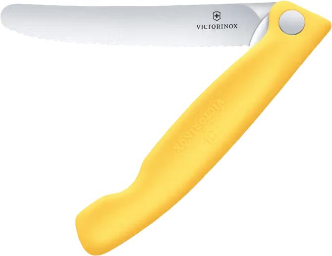 Victorinox - Yellow 4.25" Swiss Classic Serrated Round Blade Foldable Utility Knife - 6.7838.FC1
