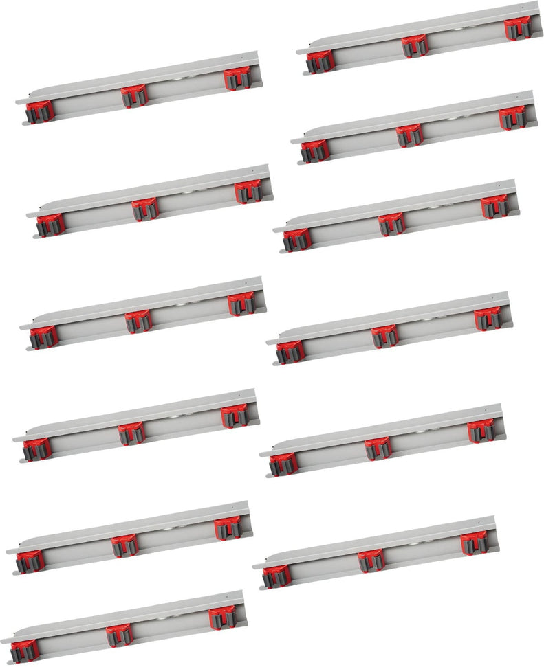 Vileda Professional - 18" Grey & Red 3 Clip Tool Holder Bracket Bar, 12/Cs - 131621