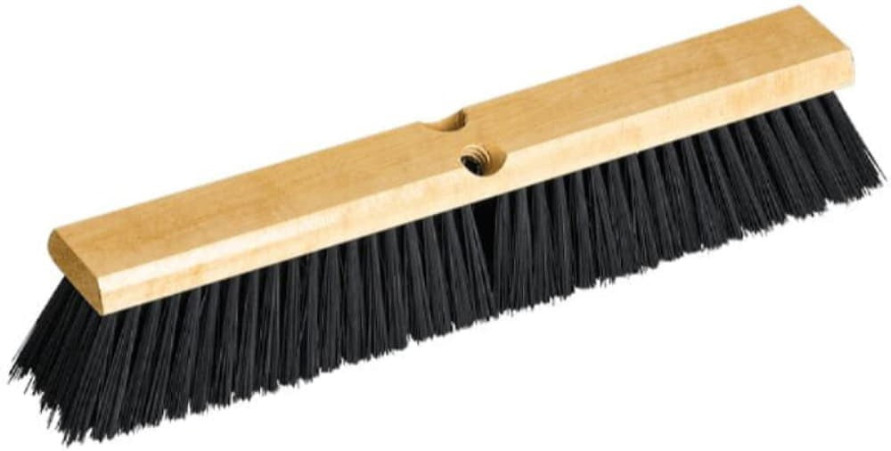 Vileda Professional - 18" Polypropylene Fill Push Broom Head Wood Block, Medium Sweep, 10 per Case - 134459