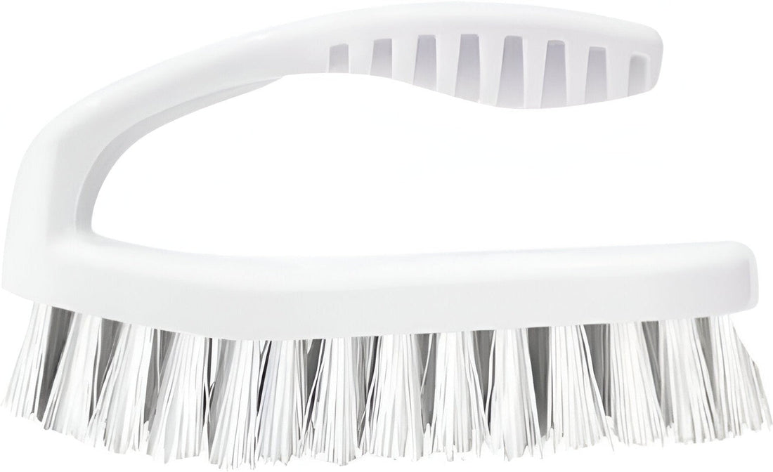 Vileda Professional - 6" White Iron Style Hand Scrub Brush with Plastic Block and Fiber Fill, 24/Cs - AB229RP