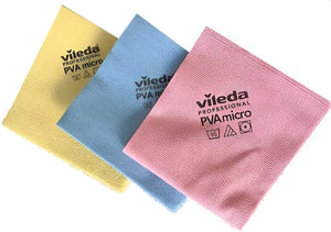Vileda Professional - Yellow PVA Coated High Absorbent Microfiber Cloth, 5/Pk - 143592