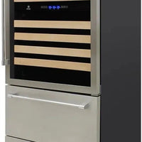 Vinotemp - 135 Bottle Triple-Zone Wine Cooler & Drawer - EL‐BWC30TB‐S