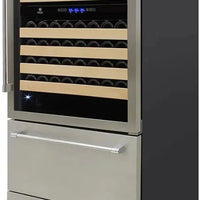 Vinotemp - 135 Bottle Triple-Zone Wine Cooler & Drawer - EL‐BWC30TB‐S
