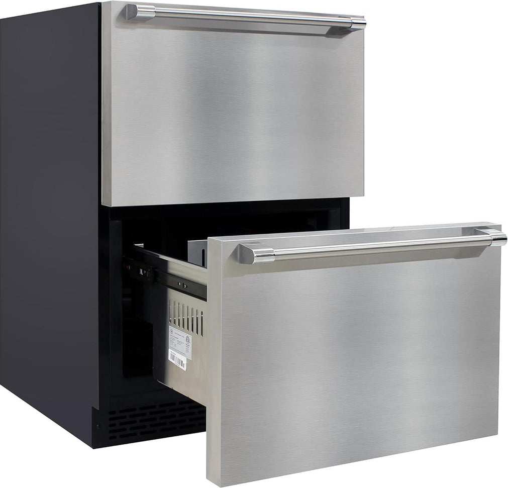 Vinotemp - 23.4" Stainless Steel Indoor/Outdoor Drawer Refrigerator and Freezer with 3.9 Cubic Feet Capacity - BR-24FZREF