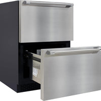 Vinotemp - 23.4" Stainless Steel Indoor/Outdoor Drawer Refrigerator and Freezer with 3.9 Cubic Feet Capacity - BR-24FZREF