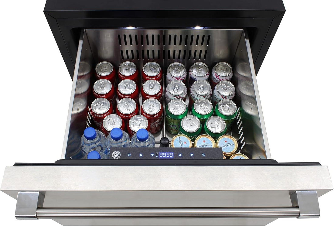 Vinotemp - 23.4" Stainless Steel Indoor/Outdoor Drawer Refrigerator and Freezer with 3.9 Cubic Feet Capacity - BR-24FZREF