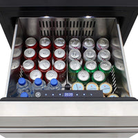 Vinotemp - 23.4" Stainless Steel Indoor/Outdoor Drawer Refrigerator and Freezer with 3.9 Cubic Feet Capacity - BR-24FZREF