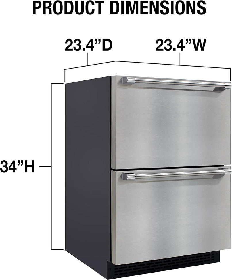 Vinotemp - 23.4" Stainless Steel Indoor/Outdoor Drawer Refrigerator and Freezer with 3.9 Cubic Feet Capacity - BR-24FZREF