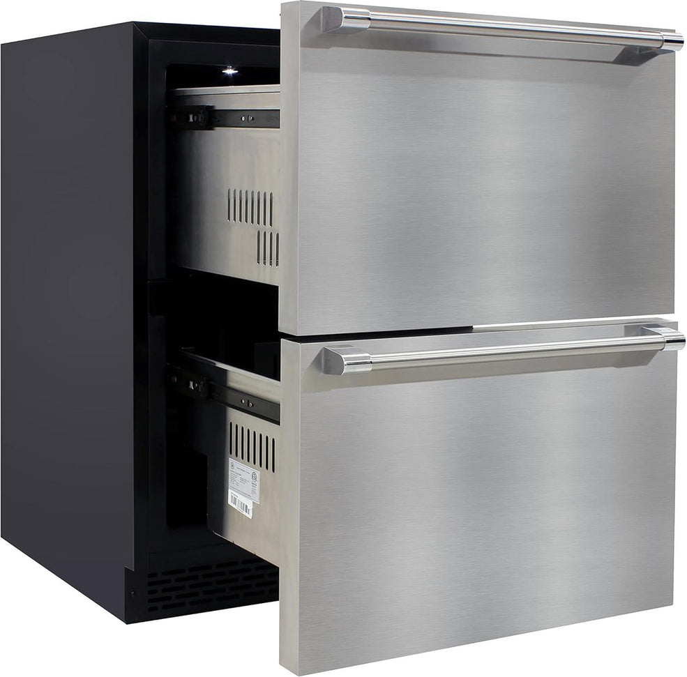 Vinotemp - 23.4" Stainless Steel Indoor/Outdoor Drawer Refrigerator and Freezer with 3.9 Cubic Feet Capacity - BR-24FZREF