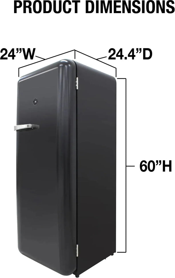 Vinotemp - 24" Black Retro Refrigerator with 9.92 Cu. Ft. Capacity and Bottom Bulk Storage - BR-RETRO-01-BLK