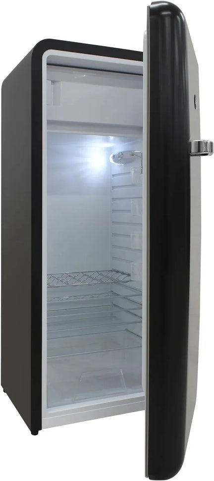 Vinotemp - 24" Black Retro Refrigerator with 9.92 Cu. Ft. Capacity and Bottom Bulk Storage - BR-RETRO-01-BLK