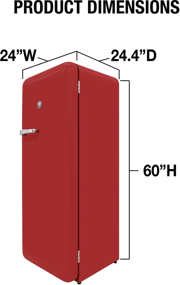 Vinotemp - 24" Red Retro Refrigerator with 9.92 Cu. Ft. Capacity and Bottom Bulk Storage - BR-RETRO-01-R