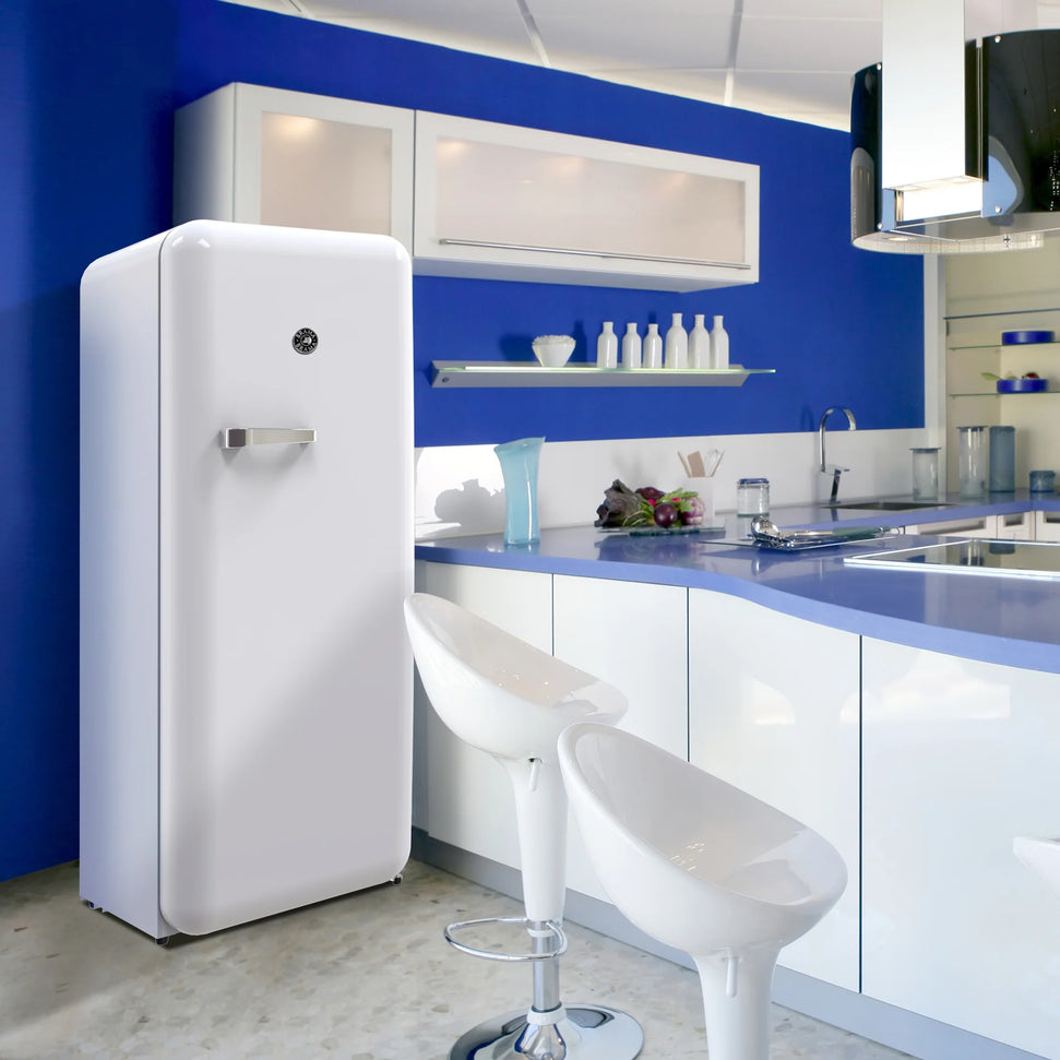 Vinotemp - 24" White Retro Refrigerator with 9.92 Cu. Ft. Capacity and Bottom Bulk Storage - BR-RETRO-01-W