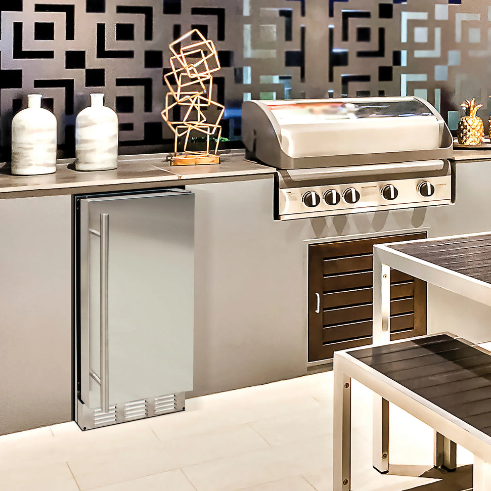 Vinotemp - 24.8" Stainless Steel Outdoor Undercounter Automatic Ice Maker with 25 lbs Capacity - BR-15OUIM-SS