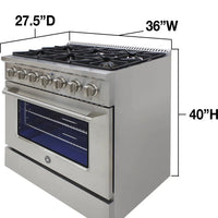 Vinotemp - 36" Stainless Steel Gas Range and Oven - BR-36SSGG