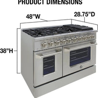 Vinotemp - 48" Stainless Steel Double Oven Gas Range - BR-48SSGG