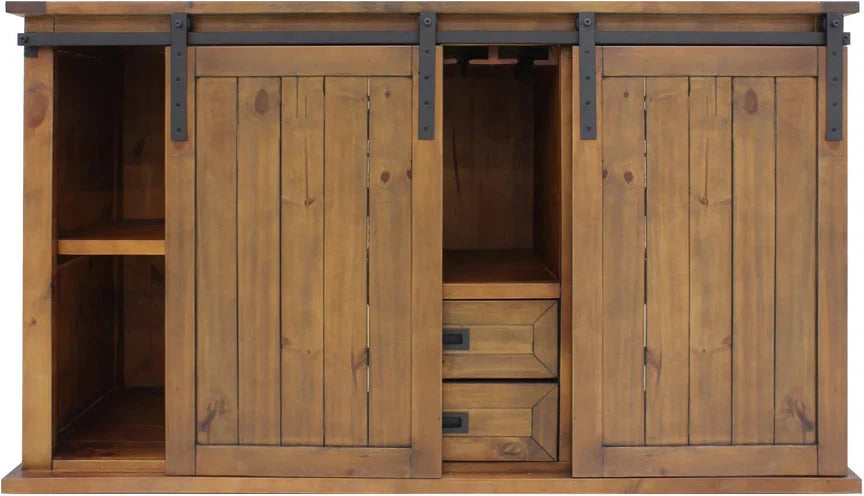 Vinotemp - Rustic Wine Credenza With Sliding Doors - VT‐RUSTICRED3D