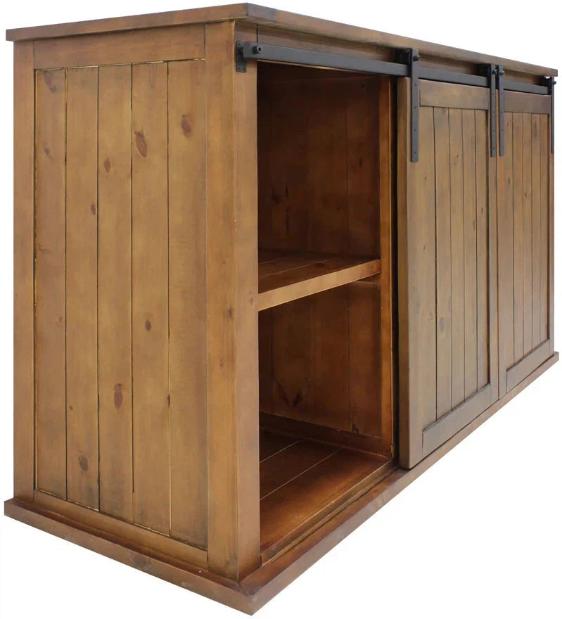 Vinotemp - Rustic Wine Credenza With Sliding Doors - VT‐RUSTICRED3D