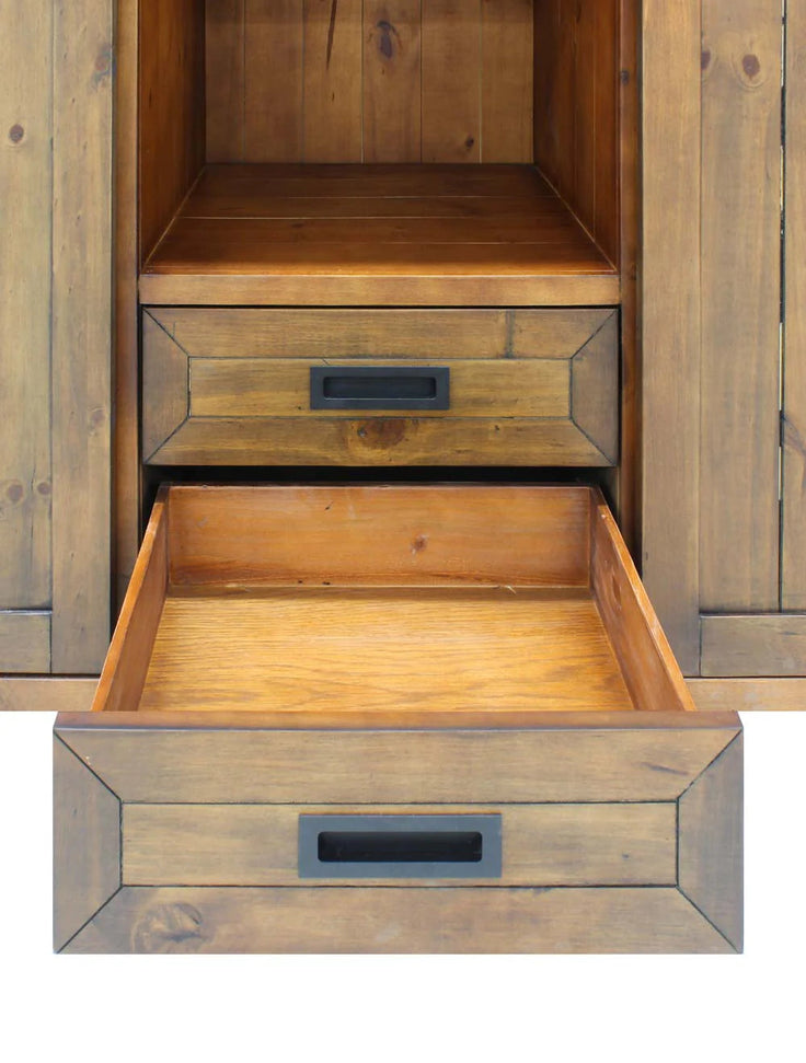 Vinotemp - Rustic Wine Credenza With Sliding Doors - VT‐RUSTICRED3D