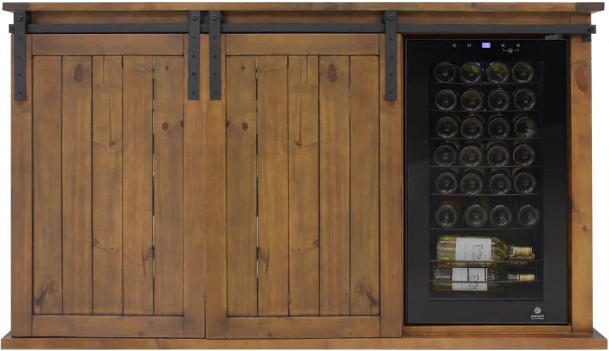 Vinotemp - Rustic Wine Credenza With Sliding Doors - VT‐RUSTICRED3D