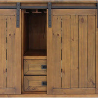 Vinotemp - Rustic Wine Credenza With Sliding Doors - VT‐RUSTICRED3D