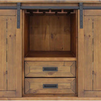 Vinotemp - Rustic Wine Credenza With Sliding Doors - VT‐RUSTICRED3D