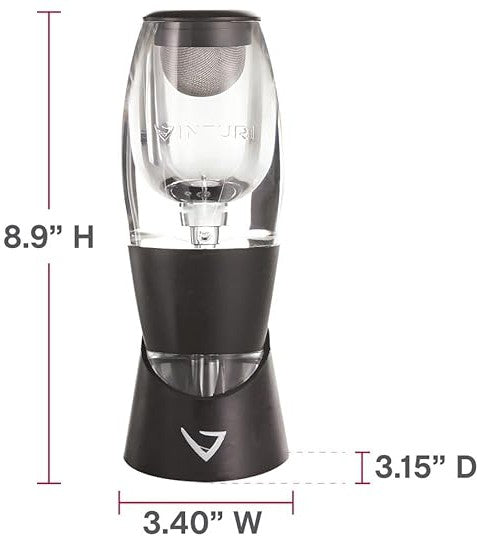 Vinturi - Black Acrylic Red Wine Aerator/Pourer With No-Drip Stand - V1010