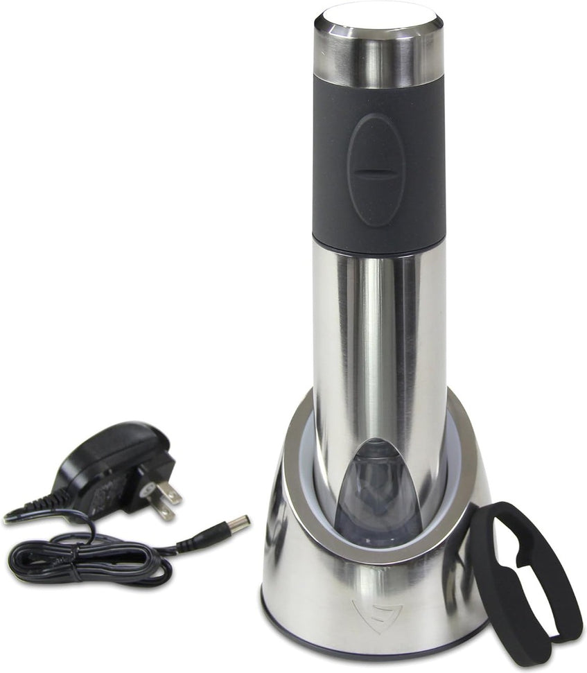 Vinturi - Silver Rechargeable Wine Opener with Base and Foil Cutter - V9046