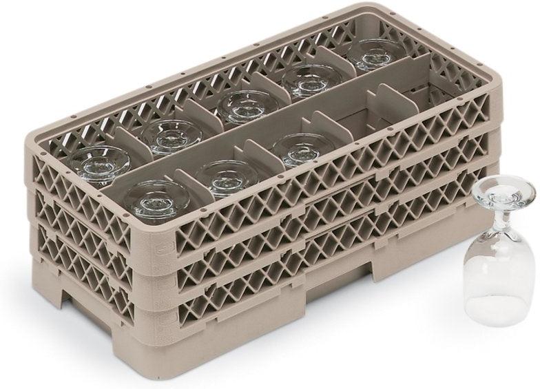 Vollrath - 10-Compartment Traex® Half-Size Glass Rack with 2 Risers - HR1C1C