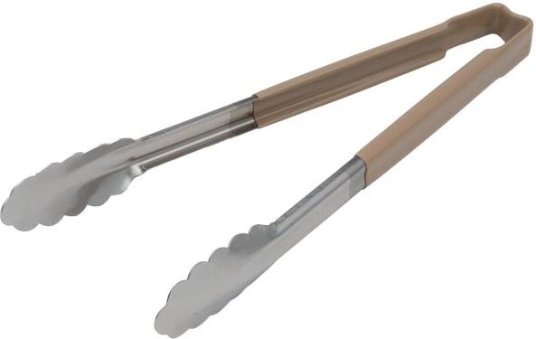 Vollrath - 12" One-Piece Scalloped Tongs with Tan Handle - 4781260
