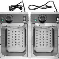 Vollrath - 120 V Standard-Duty Double-Well Countertop Fryer - CF2-1800DUAL