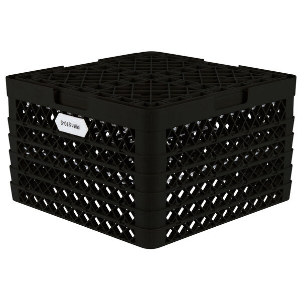 Vollrath - 15-Compartment Traex® Plate Crate® Warewashing System in Black with 5 Risers - PM1510-5-06