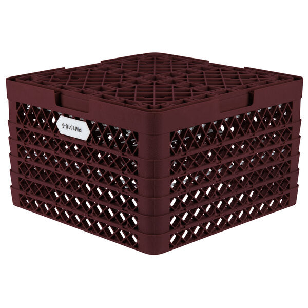 Vollrath - 15-Compartment Traex® Plate Crate® Warewashing System in Burgundy with 5 Risers - PM1510-5-21