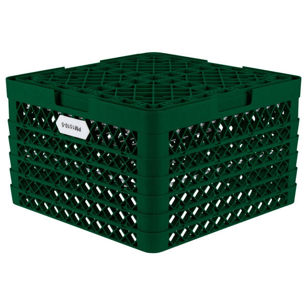 Vollrath - 15-Compartment Traex® Plate Crate® Warewashing System in Green with 5 Risers - PM1510-5-19