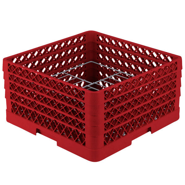 Vollrath - 15-Compartment Traex® Plate Crate® Warewashing System in Red with 4 Risers - PM1510-4-02
