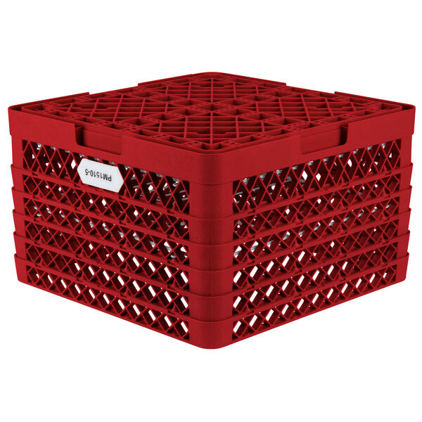 Vollrath - 15-Compartment Traex® Plate Crate® Warewashing System in Red with 5 Risers - PM1510-5-02