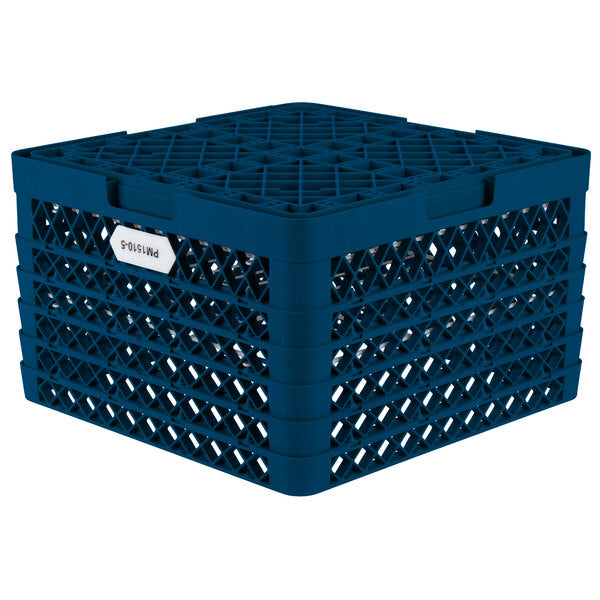 Vollrath - 15-Compartment Traex® Plate Crate® Warewashing System in Royal Blue with 5 Risers - PM1510-5-44