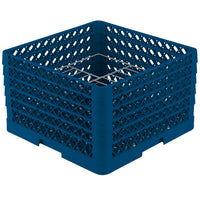 Vollrath - 15-Compartment Traex® Plate Crate® Warewashing System in Royal Blue with 5 Risers - PM1510-5-44