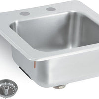 Vollrath - 15" X 15" X 6.18" Stainless Steel Single-Bowl Drop-In Sink With 2 Faucet Holes And Sink Strainer - 1554-C