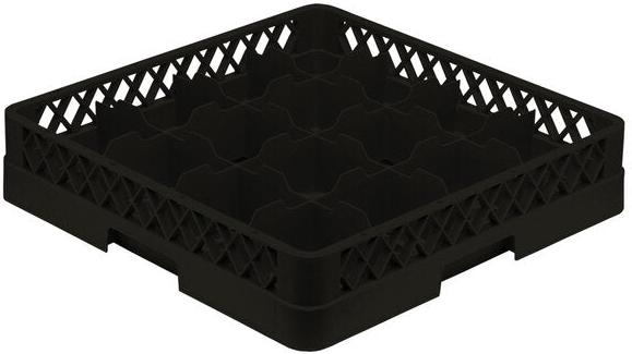 Vollrath - 16-Compartment Traex Full-Size Cup Rack, 19.75" x 19.75" x 4" in Black without Risers - TR4-06